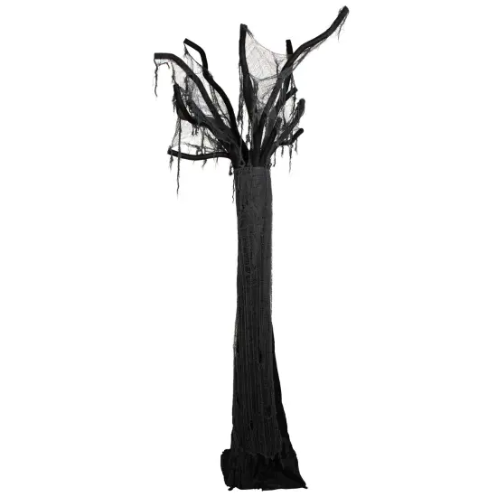 Northlight Standing Draped Ghost Tree Halloween Decoration - 7.5' - Black and Gray {3}