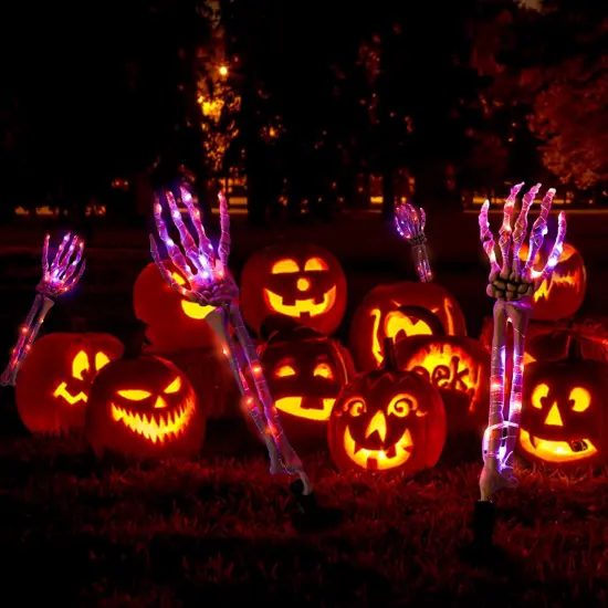 4 PCS Halloween Decoration, Lighted Skeleton Arm Stake {5}