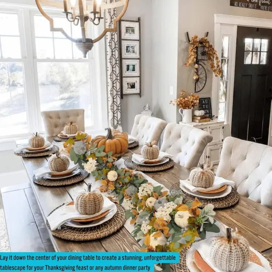 Fall Pumpkin Garland 60 Inch (5 Ft),Autumn Eucalyptus & Lambs Ear Garland {5}