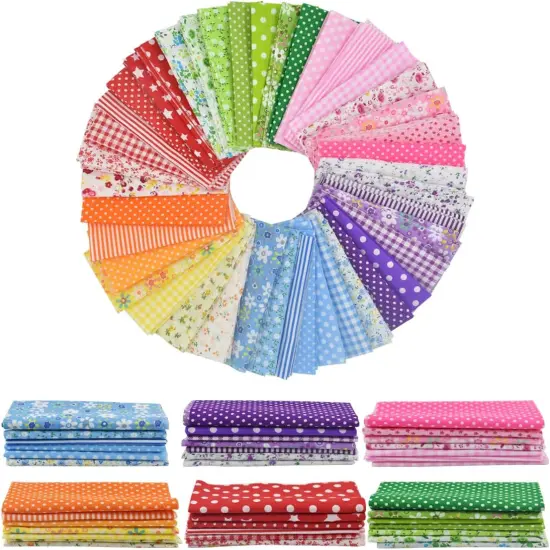 9.8X 9.8 42Pcs Cotton Print Fabric Bundle Squares Pre-Cut Multicolor {1}