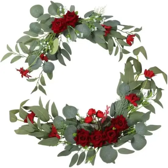 2pcs Artificial Wedding Arch Flowers for Wedding Sign （Red Rose） {1}