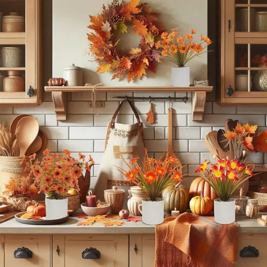 4PCS Fall Fake Potted Plants Thanksgiving {2}