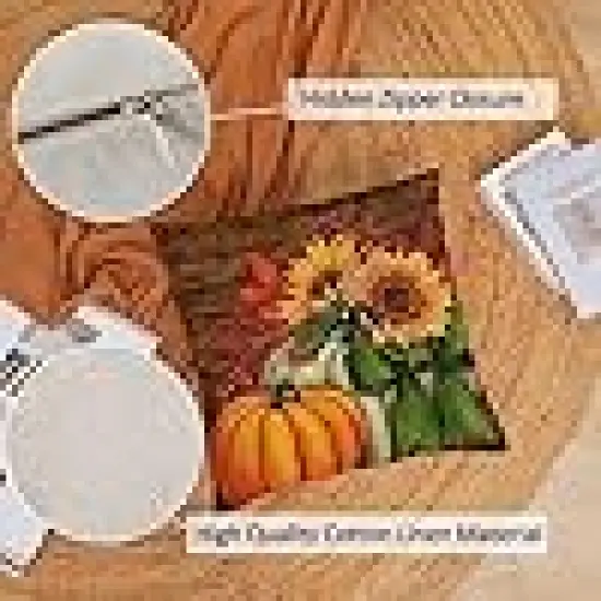 Autumn Harvest Sunflower Decorative Cushion Covers {2}