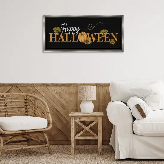 Happy Halloween on Black Floating Frame Canvas Art Brown {8}