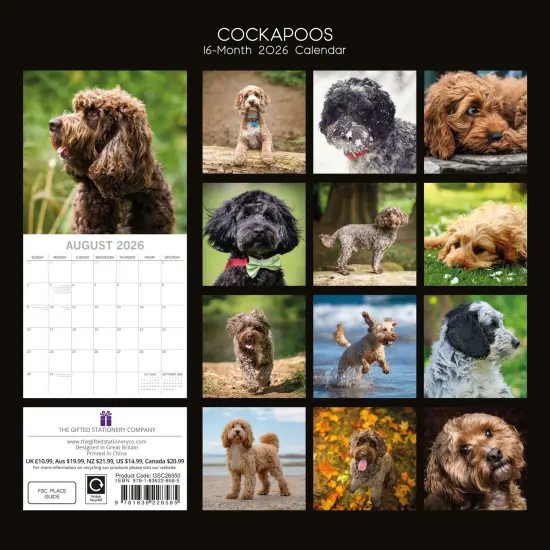 The Gifted Stationary 2026 Square Wall Calendar, Cockapoos, 16-Month Animals Theme Hanging Calendar with 180 Reminder Stickers, Month Planner for Home, or Creative Spaces, 12x12 In Multicolor {4}