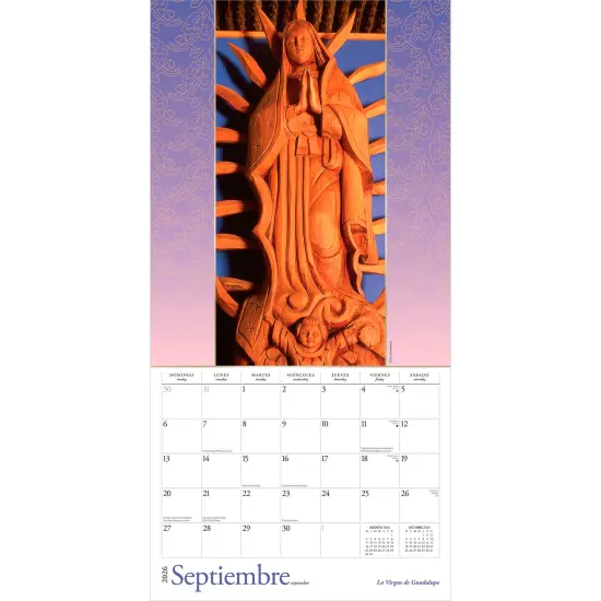 La Virgen de Guadalupe | 2026 12 x 24 Inch (Hanging) Monthly Square Wall Calendar | English/Spanish Bilingual | Plastic-Free {4}