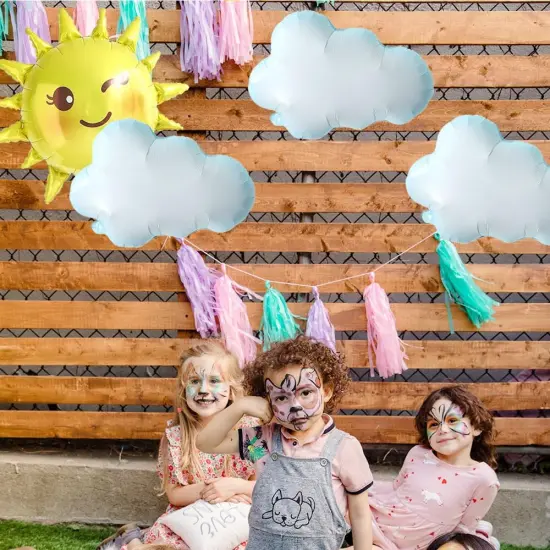 Balloon 6 pcs White Cloud Foil Mylar Balloons for Wedding Birthday Summer Theme Party Decoration {3}