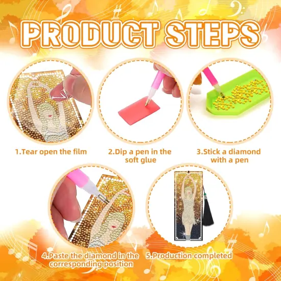 2 Packs 5D Singer Diamond Art Painting Bookmarks, Diamond Art Book Marks {3}