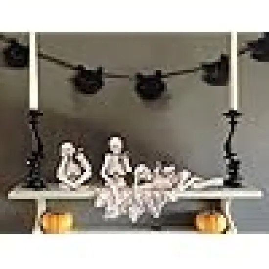 Halloween Skeleton Statue Set - Plastic Resin Figurine {2}