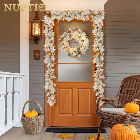 6Ft Autumn Maple Leaf Garlands for Thanksgiving,Fall Leaves Garland with Lights {3}