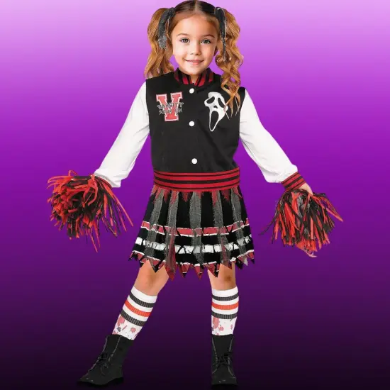 Toddler Scream for the Team Cheerleader Costume Ghost Face Halloween Dress {1}