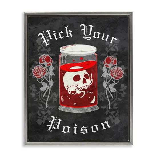 Pick Your Poison Skull Floating Frame Canvas Art Black {7}