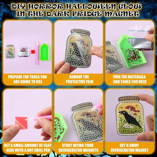 30 Pcs Halloween Diamond Painting Magnets Kits Gothic {1}