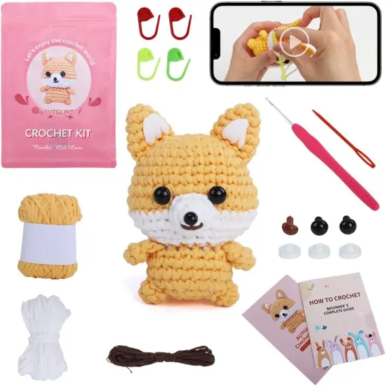 Fox Crochet Kit for Beginners Adults & Kids {1}