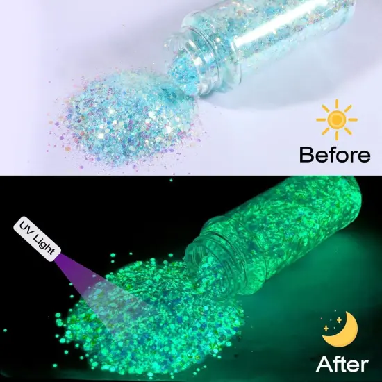 Sky Blue Luminous Chunky Glitter {2}