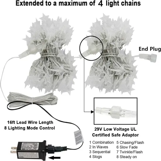 100 LED Star String Lights - 33FT (Warm White) {4}