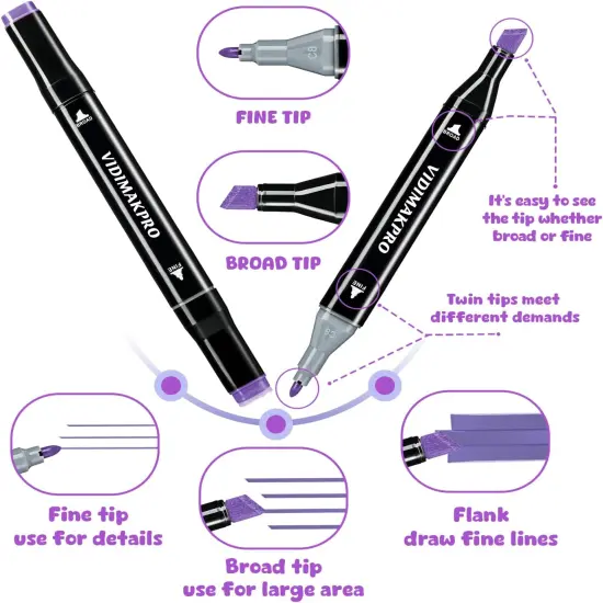 Alcohol Markers 80 Colors with Base Dual Tip Art {5}