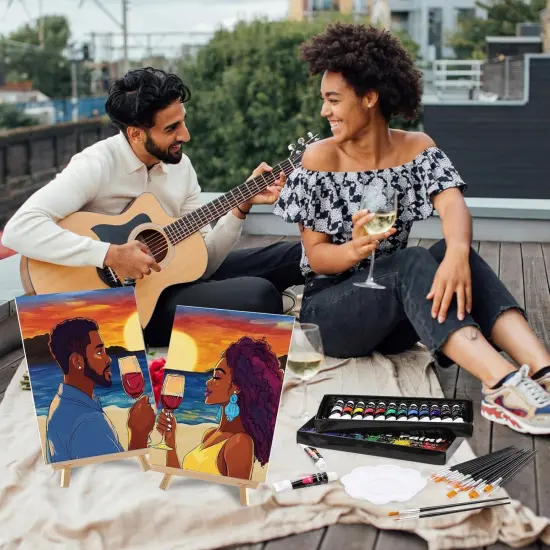 Acrylic Couples Painting Kit Wood Easel {5}