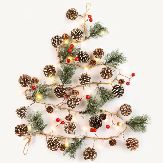 2 Pack 6ft Christmas Garland with Lights,Artificial pre lit Garland {1}