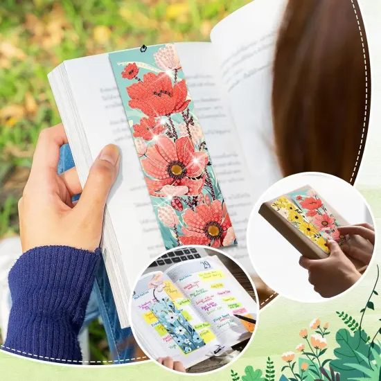 4pcs Flower Diamond Art Painting Bookmarks Kit for Adults {5}