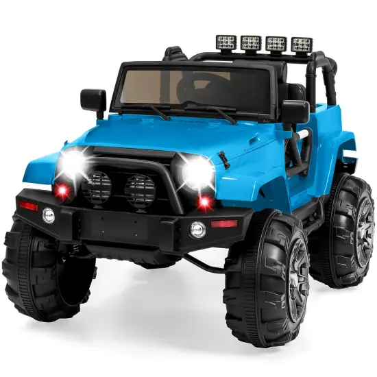 Best Choice Products 12V Kids Ride On Truck Car w/ Remote Control, Spring Suspension, Bluetooth, LED Lights Light Blue {1}