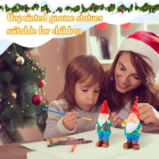 6 Pcs Paint Your Own Garden Gnomes Unpainted Kit to Paint Statue Spring DIY Craftworks with Acrylic {3}