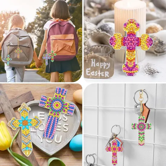 Painting Keychains Cross Diamond Art Keychains Kits for Adults Religious {5}
