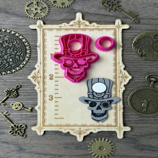 Steampunk Skeleton Top Hat Clay Cutter {1}