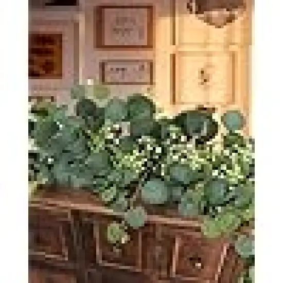 Greenery Fake Silver Dollar Eucalyptus Leaves Vines Table Decor Green Vine Spring Artificial {3}