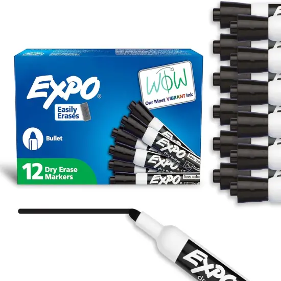 Low Odor Bullet Black Dry Erase Markers {1}
