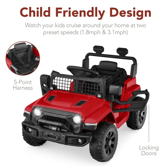 Best Choice Products 6V Kids Ride-On Truck Car w/ Parent Remote Control, 4-Wheel Suspension, LED Lights Red {5}