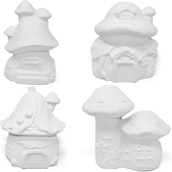 Paint Your Own Mini Fairy Garden House Gnome Statue Kit Mushroom Houses for Kids Home Yard Decor Summer Spring Art & Crafts Painting Project {4}