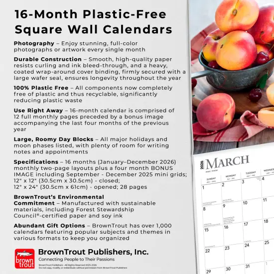 Kitchen | 2026 12 x 24 Inch (Hanging) Monthly Square Wall Calendar | Plastic-Free {6}