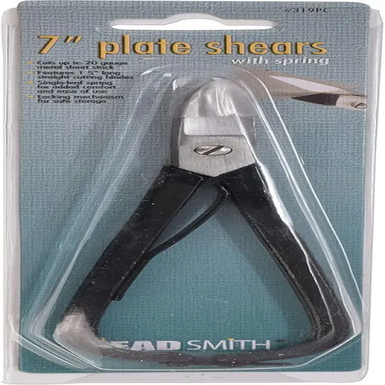 The Beadsmith Metal Plate Shears – 7 inches (178mm) – Steel Blades – Comfort Grip with Single-Leaf Spring Handle – Tool for Cutting Stamping Blanks, Sheet Metal (Up to 20 gauge) and Craft Wire {6}