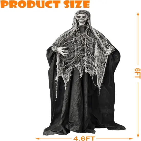 6ft Sound-Controlled Swinging Scary Skeleton Ghost Decoration {2}