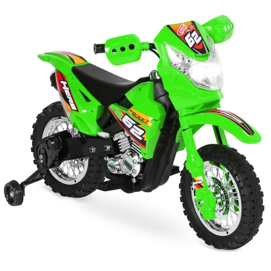 Best Choice Products 6V Kids Electric Battery Powered Ride On Motorcycle w/ Training Wheels, Lights, Music Green {1}