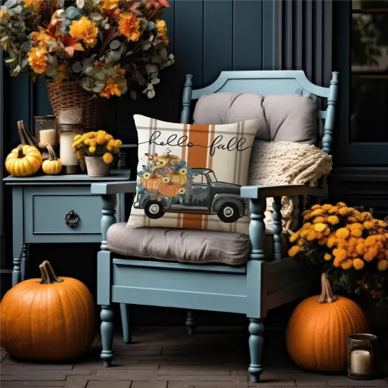 Fall Striped Mason Jar Pumpkin Throw Pillow Covers {5}