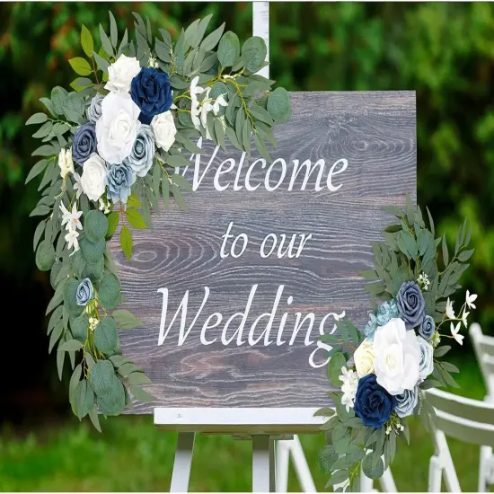 Pack of 2 - Wedding Arch Flowers,Artificial Dusty Blue Flowers Faux Flower Swag {5}