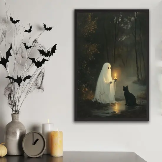 Halloween Vintage Cute Ghost Wall Art Poster - 8x10 Inches {2}