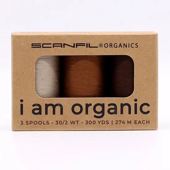 30wt Organic Pima Cotton Thread Trio Set 3ct Earthy Browns 300 Yards Spools {1}