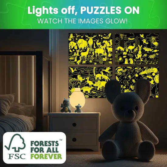 100 Piece Glow in The Dark Puzzles for Kids |Space, Dino {6}