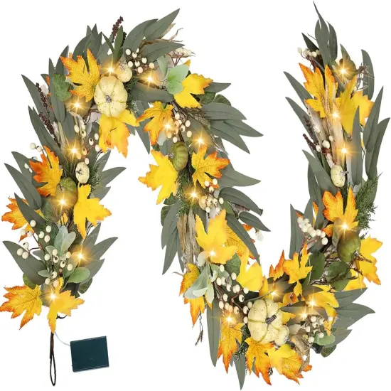 6 Ft Fall Garland for Mantle Fall Decorations for Home Porch Fall Maple Leaves Garlands {1}