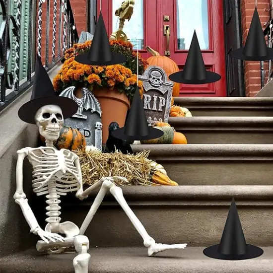 12 PCS Halloween Witch Hats with 115 FT Rope {2}