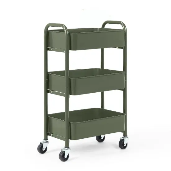 3-Tier Rolling Metal Storage Cart &ndash; Kitchen & Under Desk Organizer with Casters Army {1}