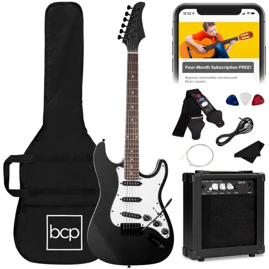 Best Choice Products 39in Full Size Beginner Electric Guitar Kit with Case, Strap, Amp, Whammy Bar Metallic Blue {7}