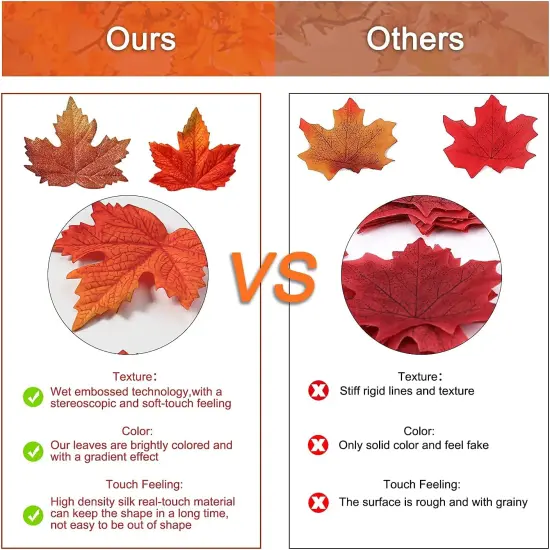 150 Pcs Artificial Fall Maple Leaves {2}