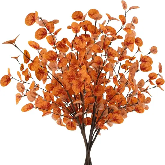 6pcs Artificial Fall Eucalyptus Leaves Stems {1}