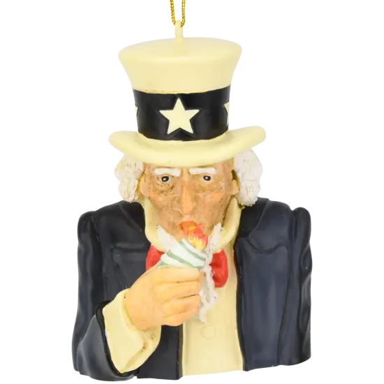 Tree Buddees Uncle Sam Lighting a Cigar with $100 Bills Funny Spending Habits Ornament {3}