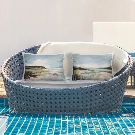 Stupell Industries Verdant Coastal Waters 2 Piece Outdoor Printed Pillow Set design by Elara Yasna, 14 x 7 x 20 {2}