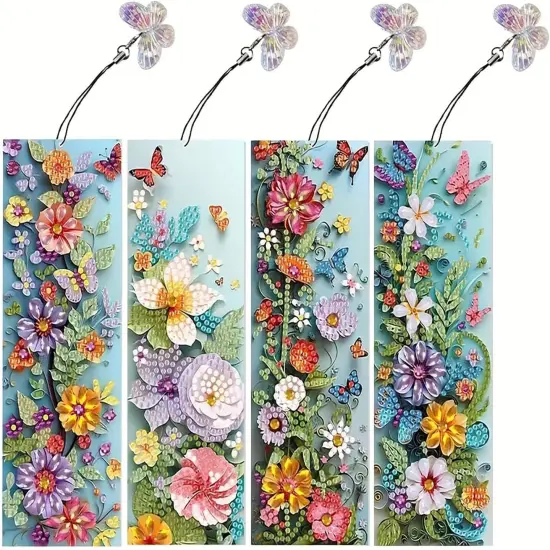 4pcs Diamond Painting Bookmark Kits for Adult(Flower) {1}